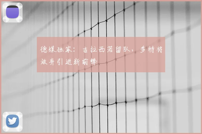 德媒独家:吉拉西若留队,多特将放弃引进新前锋